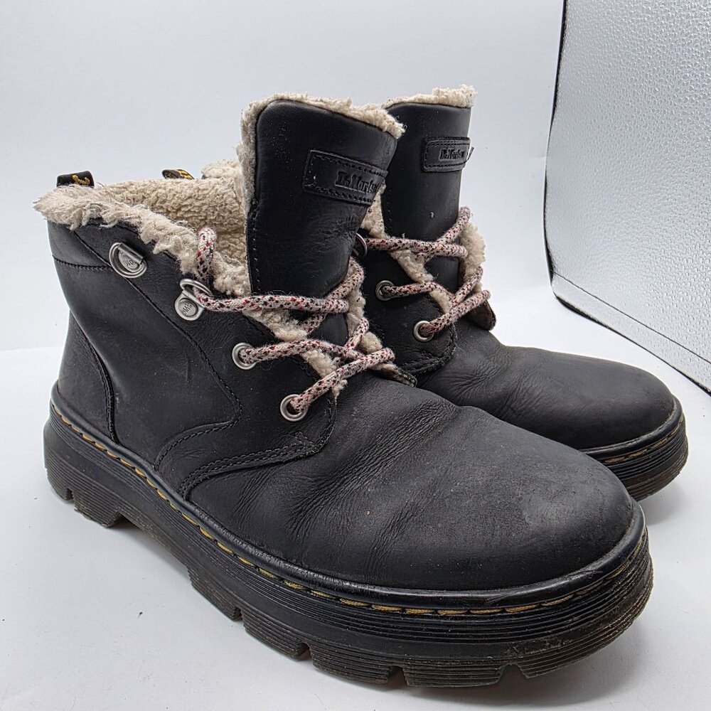 Dr. Martens Bonny Womens 9 Sherpa Lined Winter Boots Black Leather Casual Walk